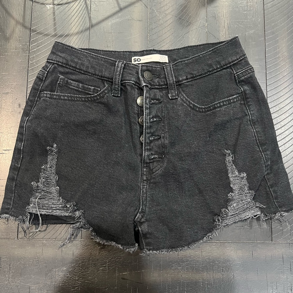 SO Black Frayed Jean Shorts